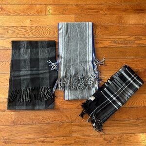 Set of 3 Scarves Holiday Gift Scarf Lot Express Old Navy Black Brown Winter Snow